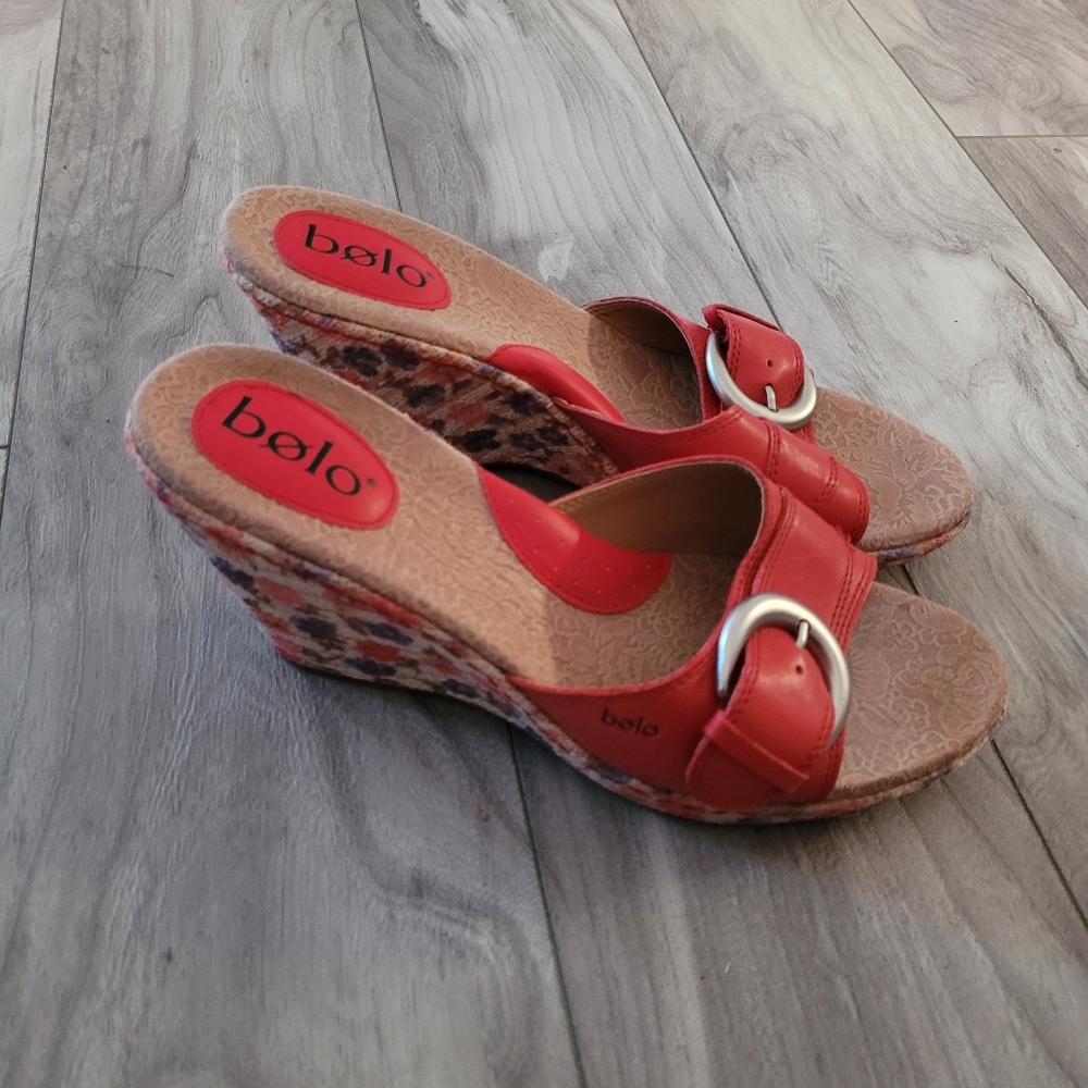 Bolo Leather Wedge Sandals size 10